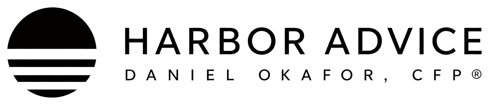 Harbor Advice wordmark with a circular horizon mark